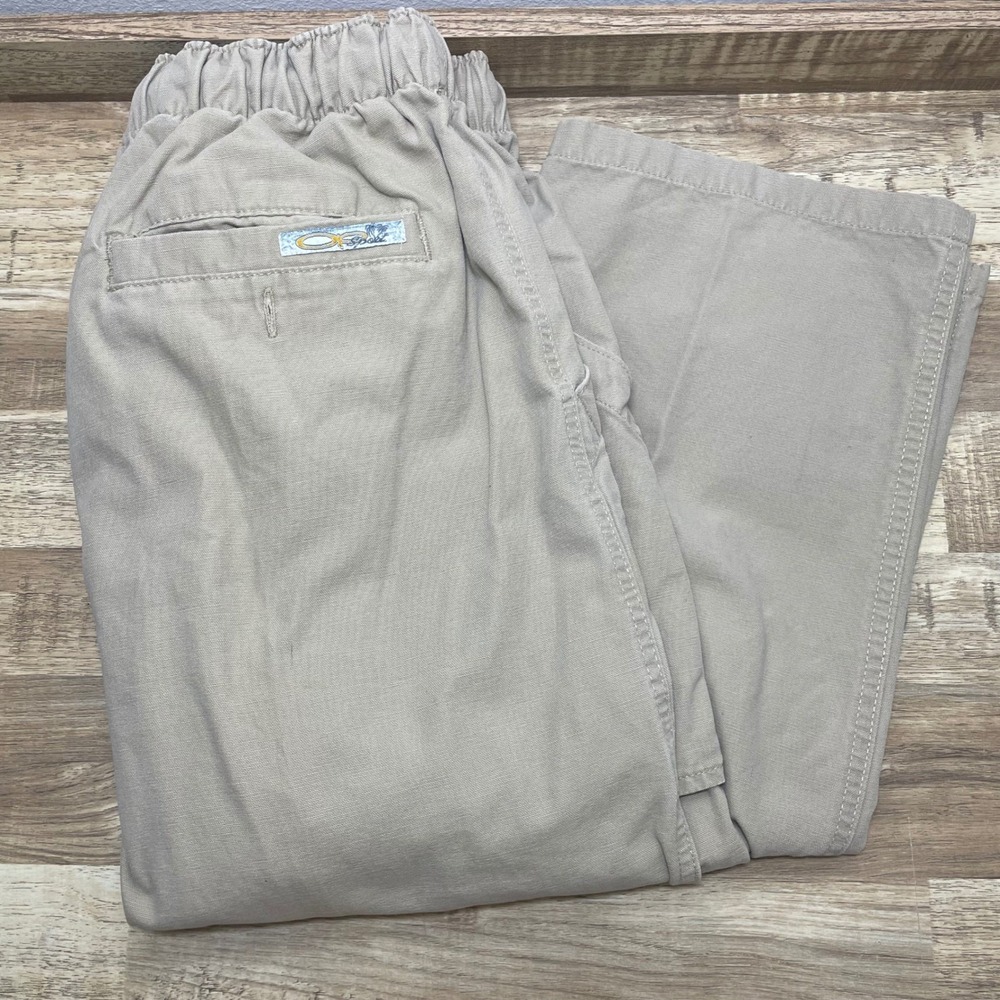 Ocean Pacific Sport Mens Khaki Cotton Cargo Canvas Pants Tan Medium Pocket GUC